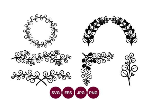 Download Botanical Wreath Line Art - Botanical wreath Collection