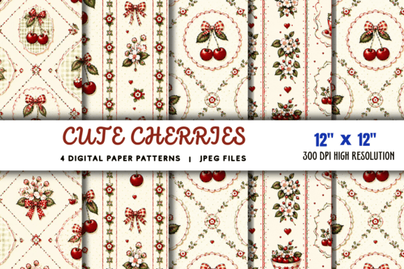 Download Cute Cherries Digital Paper Pattern - Cute cherries Collection