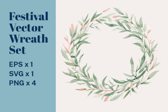 Download Botanical Wreath Set of 4. Floral Bundle - Botanical wreath Collection