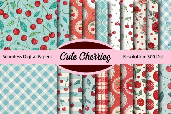 Download CUTE CHERRIES Seamless Digital Paper - Cute cherries Collection