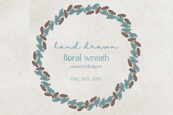 Download Hand Drawn Flower Botanical Wreath - Botanical wreath Collection