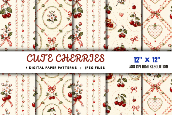 Download Cute Cherries Digital Paper Pattern - Cute cherries Collection