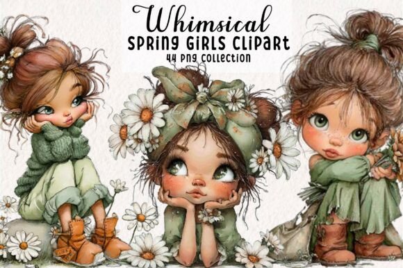 Download Whimsical Spring Girls Clipart - Spring girls Collection