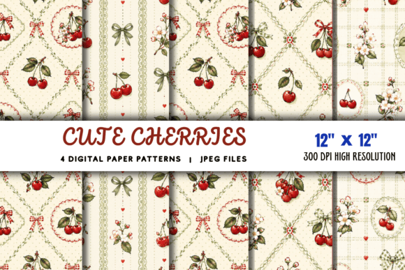 Download Cute Cherries Digital Paper Pattern - Cute cherries Collection