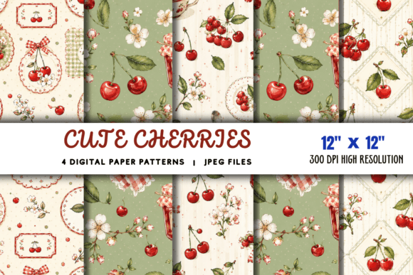 Download Cute Cherries Digital Paper Pattern - Cute cherries Collection